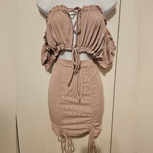 Purple crop top skirt set